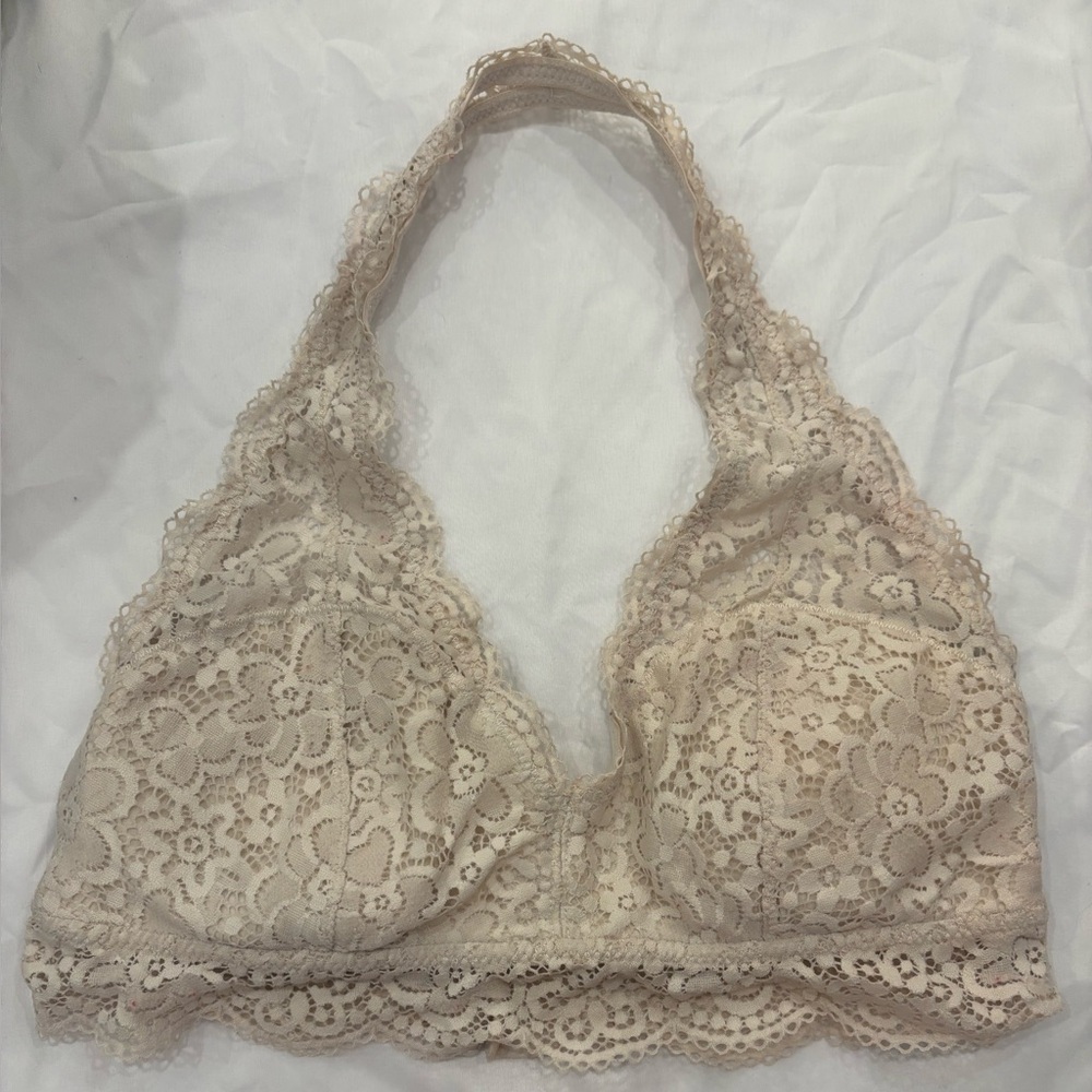 Lace Halter Bralette - Nude aerie large